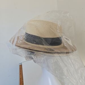 Furtalk Mens Straw Hat with Black Band M New